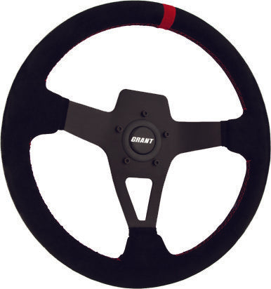 GRANT Suede Series Steering Wheel Blk W/Red Stitch 8521