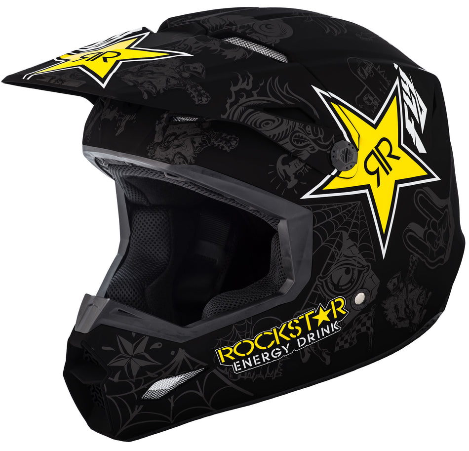 FLY RACING Elite Rockstar Helmet Matte Black/Grey 2x 73-3308-9-2X