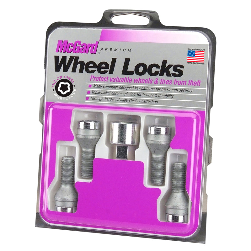 McGard Wheel Lock Bolt Set - 4pk. (Cone Seat) M12X1.5 / 17mm Hex / 40.5mm Shank Length - Chrome 27013