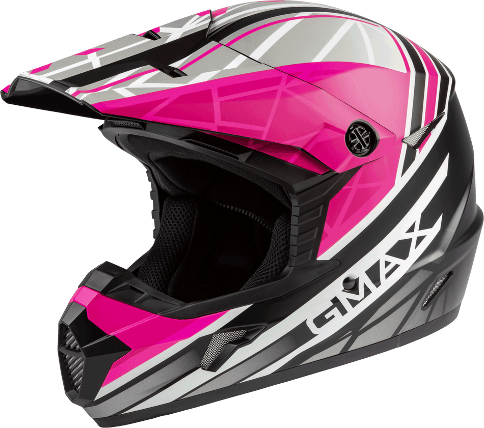 GMAX Youth Mx-46y Off-Road Mega Helmet Matte Blk/Neon Pink Yl D3462342
