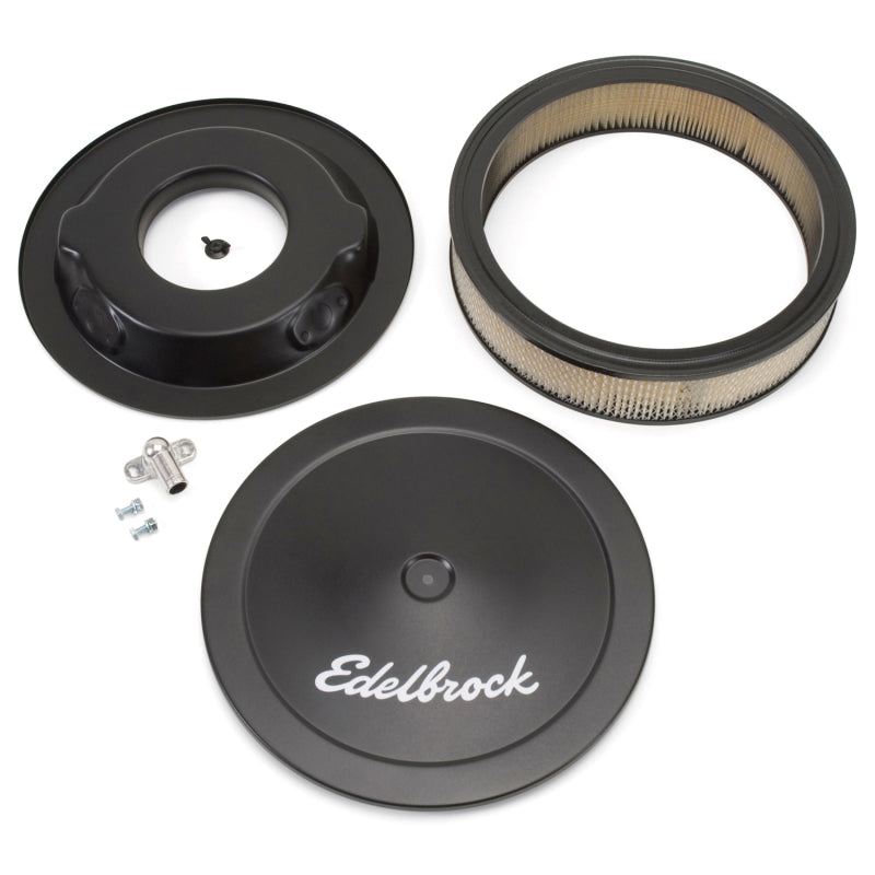 Edelbrock Air Cleaner Pro-Flo Series Round Steel Top Paper Element 14In Dia X 3 75In Dropped Base 1223