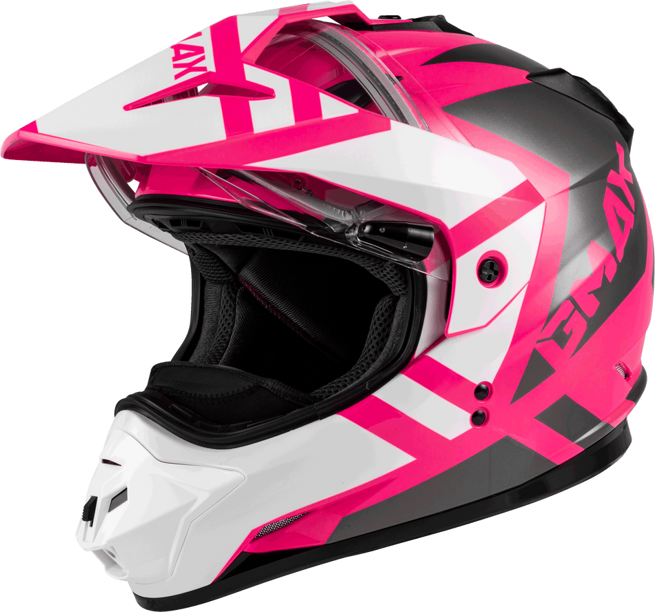 GMAX Gm-11s Trapper Snow Helmet W/ Elec Shield Pink/White/Grey Lg G4112406