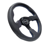 NRG Reinforced Steering Wheel (320mm) Black Leather w/Blue Stitching RST-012R-BL