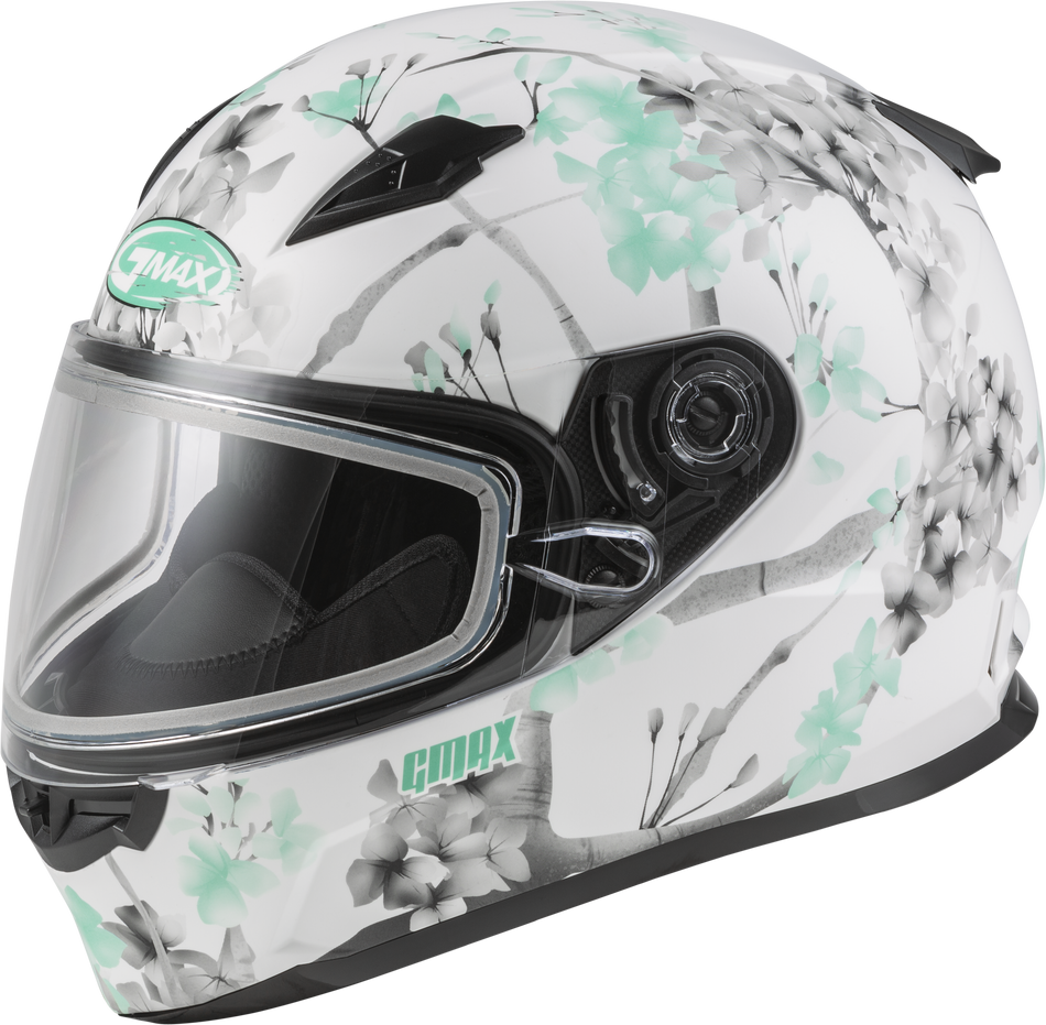 GMAX Ff-49s Full-Face Blossom Snow Helmet Matte Wht/Teal/Grey Xl F2496867