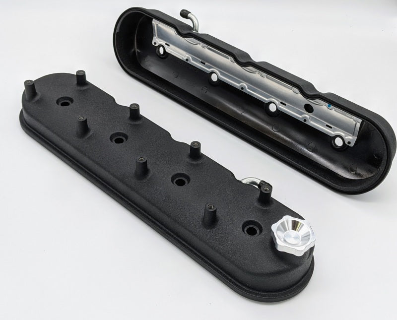 Granatelli 96-22 GM LS Tall Valve Cover w/Angled Coil Mounts - Black Wrinkle (Pair) 640362