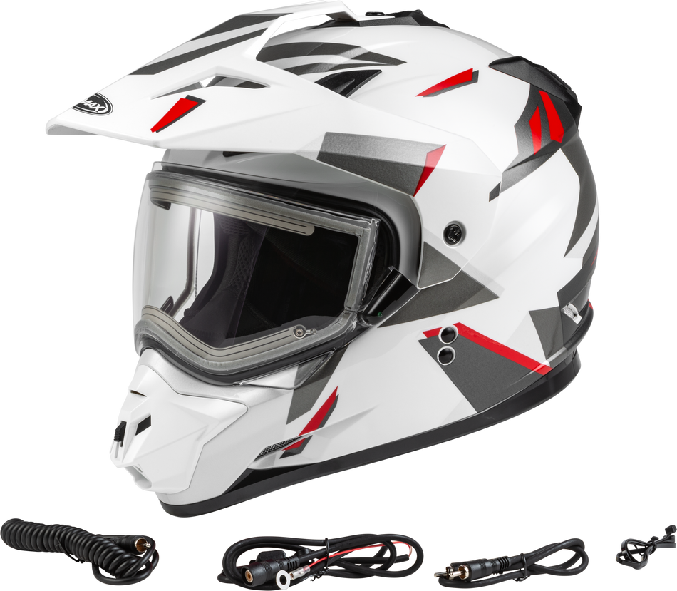GMAX Gm-11s Ripcord Snow Helmet W/Elec Shield Wht/Grey/Red 2x A4113018