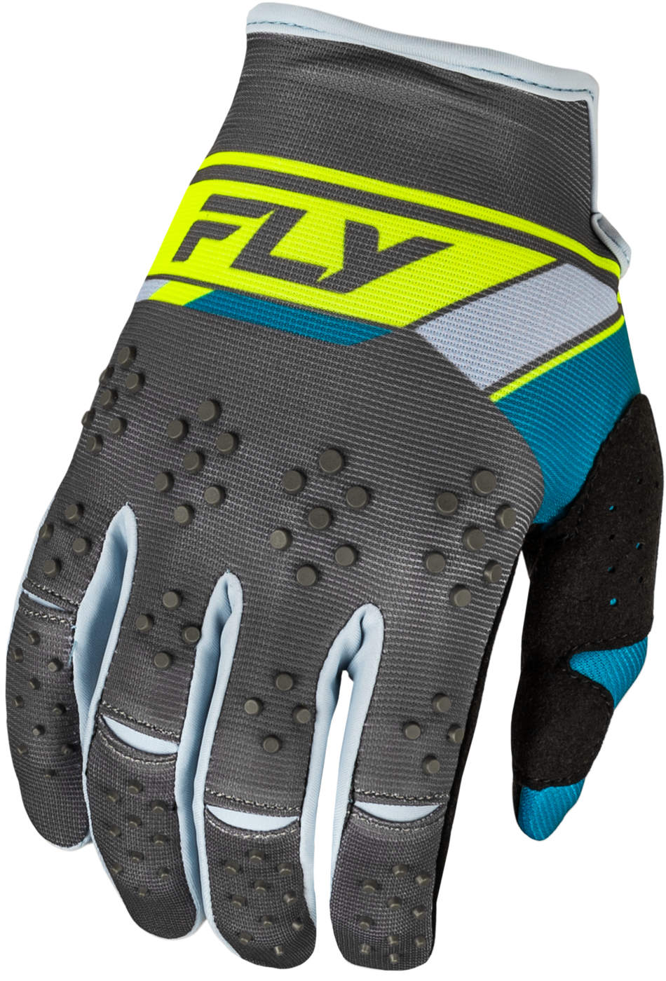FLY RACING Youth Kinetic Prix Gloves Charcoal/Hi-Vis Yl 377-411YL