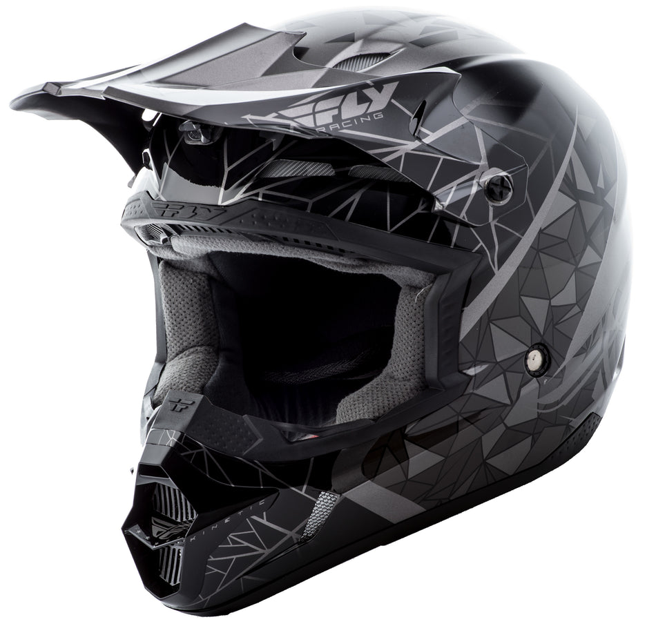 FLY RACING Kinetic Crux Helmet Black/Silver Ys 73-3381YS