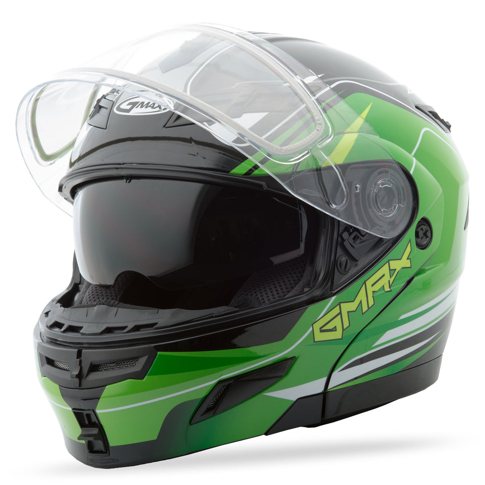 GMAX Gm-54s Modular Terrain Snow Helmet Black/Green Lg G2546226 TC-3