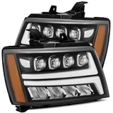 AlphaRex 07-13 Chevy Avalanche NOVA LED Proj Headlights Plank Style Matte Black w/Activ Light/DRL 880288