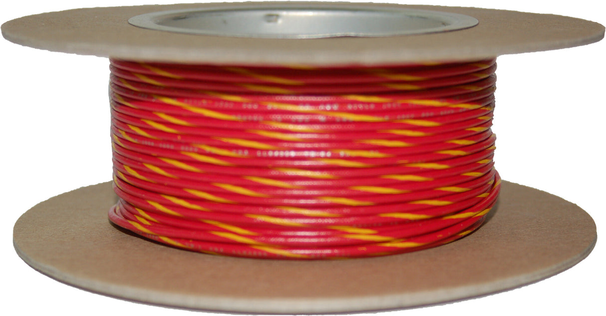 NAMZ CUSTOM CYCLE#18-Gauge Red/Yellow Stripe 100' Spool Of Primary WireNWR-24-100