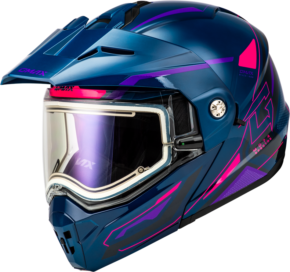 GMAX Md-74s Spectre Snow Helmet W/ Elec Shld Blue/Pink/Purple 3x M107421089
