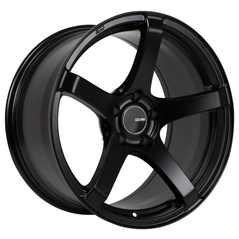 Enkei Kojin 18x9.5 45mm Offset 5x100 Bolt Pattern 72.6mm Bore Dia Matte Black Wheel 476-895-8045BK