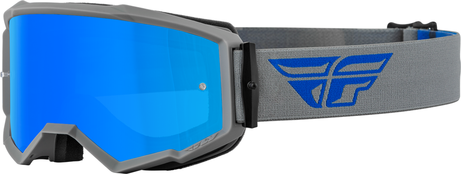 FLY RACING Zone Goggle Grey/Blue W/ Sky Blue Mirror/Smoke Lens 37-51495