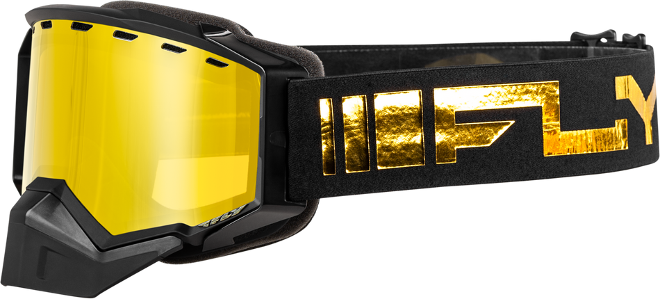 FLY RACING Zone Snow Goggle Black/Gold W/ Gold Mirror/Yellow Lens FLB-24Z1