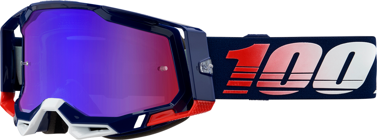 100% Racecraft 2 Schutzbrille - Republic - Rot/Blau verspiegelt 50010-00022