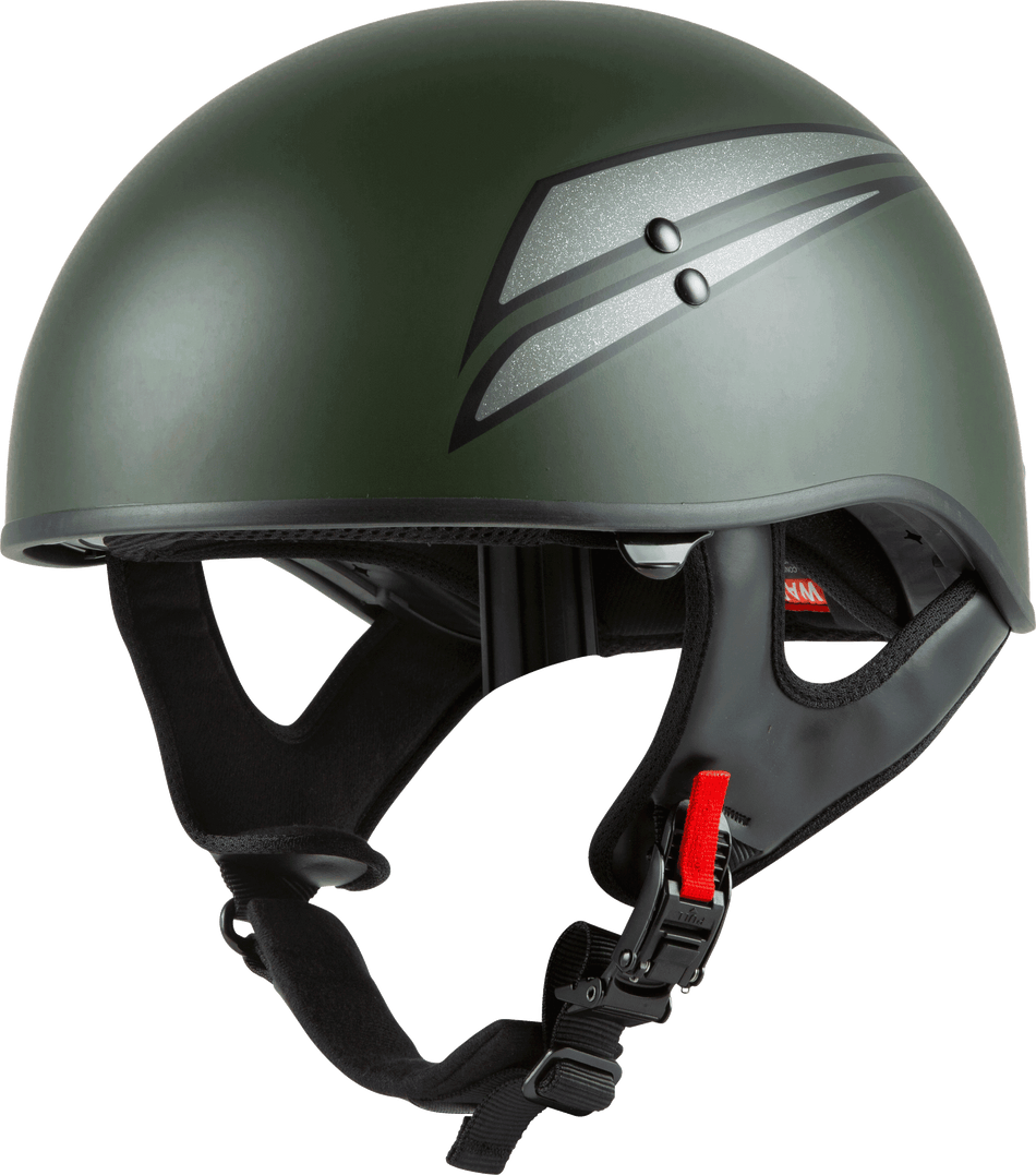 GMAX Hh-65 Half Helmet Union Naked Matte Od Green/Silver Md H16510895