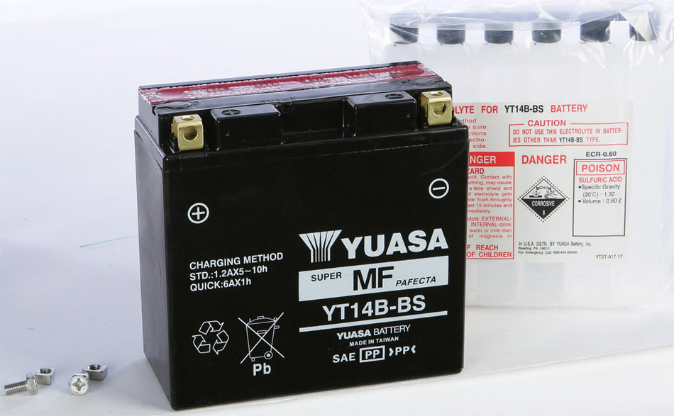 YUASA Battery Yt14b-Bs Maintenance Free YUAM624B4
