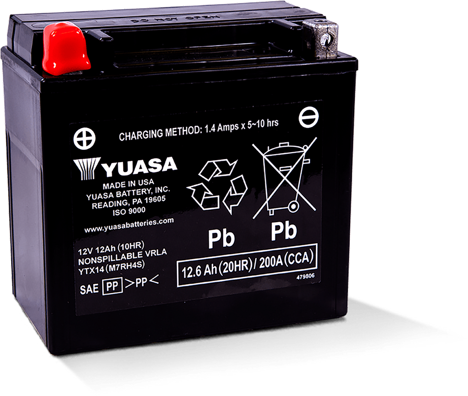 YUASA Battery Ytx14 Sealed Factory Activated YUAM7RH4S