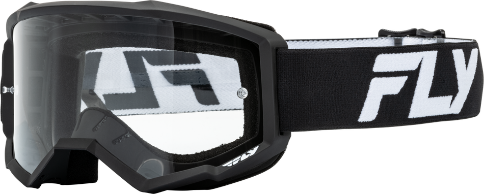 FLY RACING Focus Goggle Black/White W/ Clear Lens 37-51152
