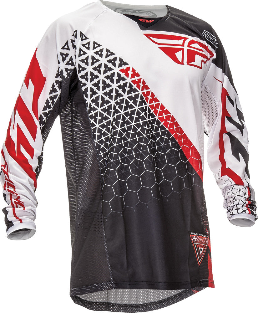 FLY RACING Kinetic Trifecta Jersey Black/White/Red Yx 369-424YX