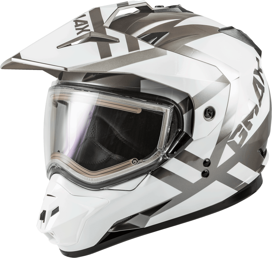 GMAX Gm-11s Trapper Snow Helmet W/Elec Shield White/Silver Md G4112015