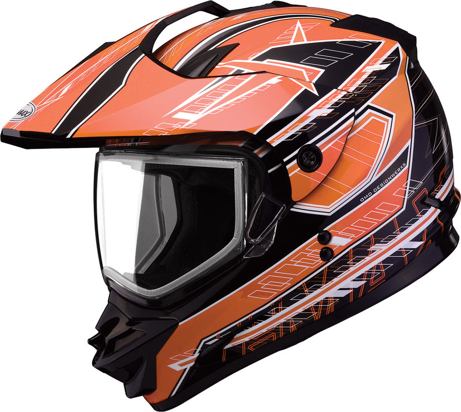 GMAX Gm-11s Dual-Sport Nova Snow Helmet Black/Orange/White Xs G2112253 TC-6