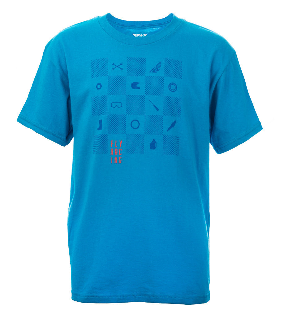 FLY RACING Fly Checkers Tee Turquoise Ym Turquoise Ym 352-1098M