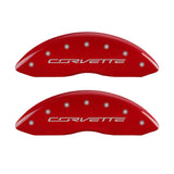 MGP 4 Caliper Covers Engraved Front & Rear C7/Corvette Red finish silver ch 13009SCV7RD