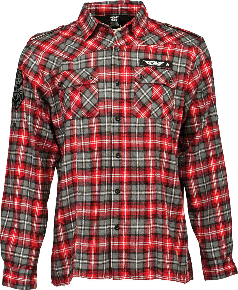 FLY RACING Mil Spec Flannel Shirt Red/Grey S 352-6112S