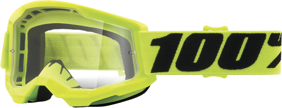 100% Strata 2 Junior Goggle Fluo Yellow Clear Lens 50031-00003