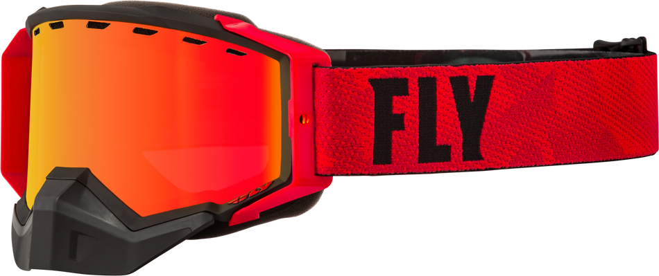 FLY RACING Zone Pro Snow Goggle Black/Red W/ Org Mirror/Plrzd Smke Lns 37-50332