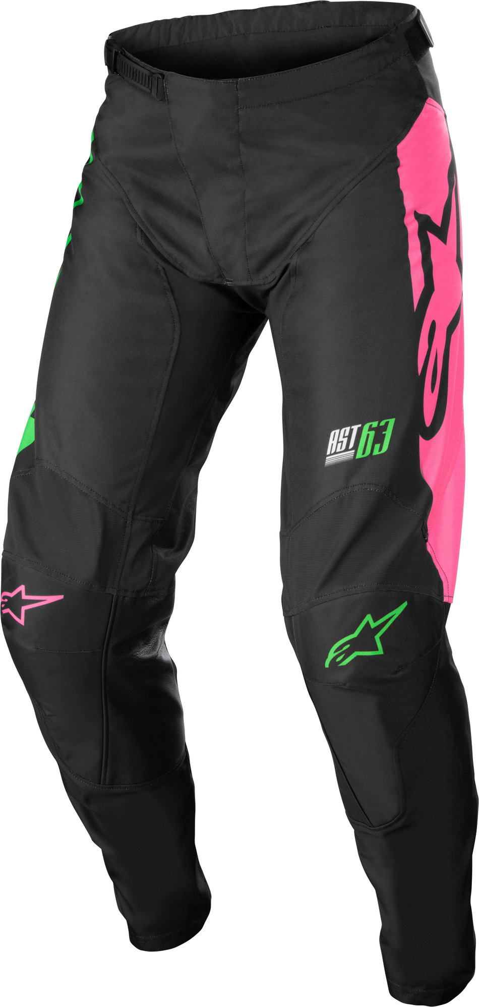 ALPINESTARS Youth Racer Compass Pants Blk/Grn Neon/Pink Fluo Sz 28 3742122-1669-28