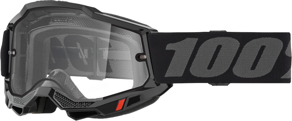 100% Accuri 2 Enduro Moto Goggle Black Clear Lens 50015-00006