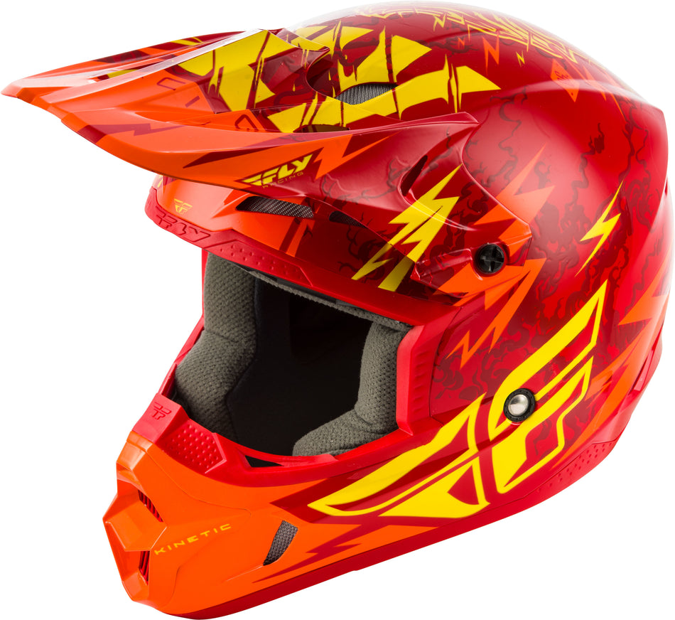 FLY RACING Kinetic Shocked Helmet Red/Yellow Ys 73-3457-1