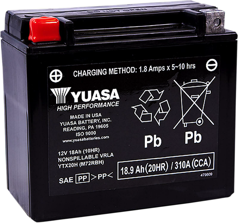 YUASA Battery Ytx20h Sealed Factory Activated YUAM72RBH