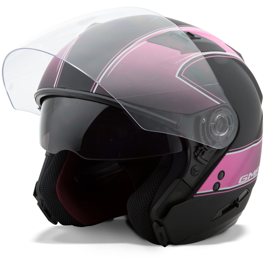 GMAX Of-77 Open-Face Classic Helmet Matte Black/Pink Lg G3771406 TC-14F