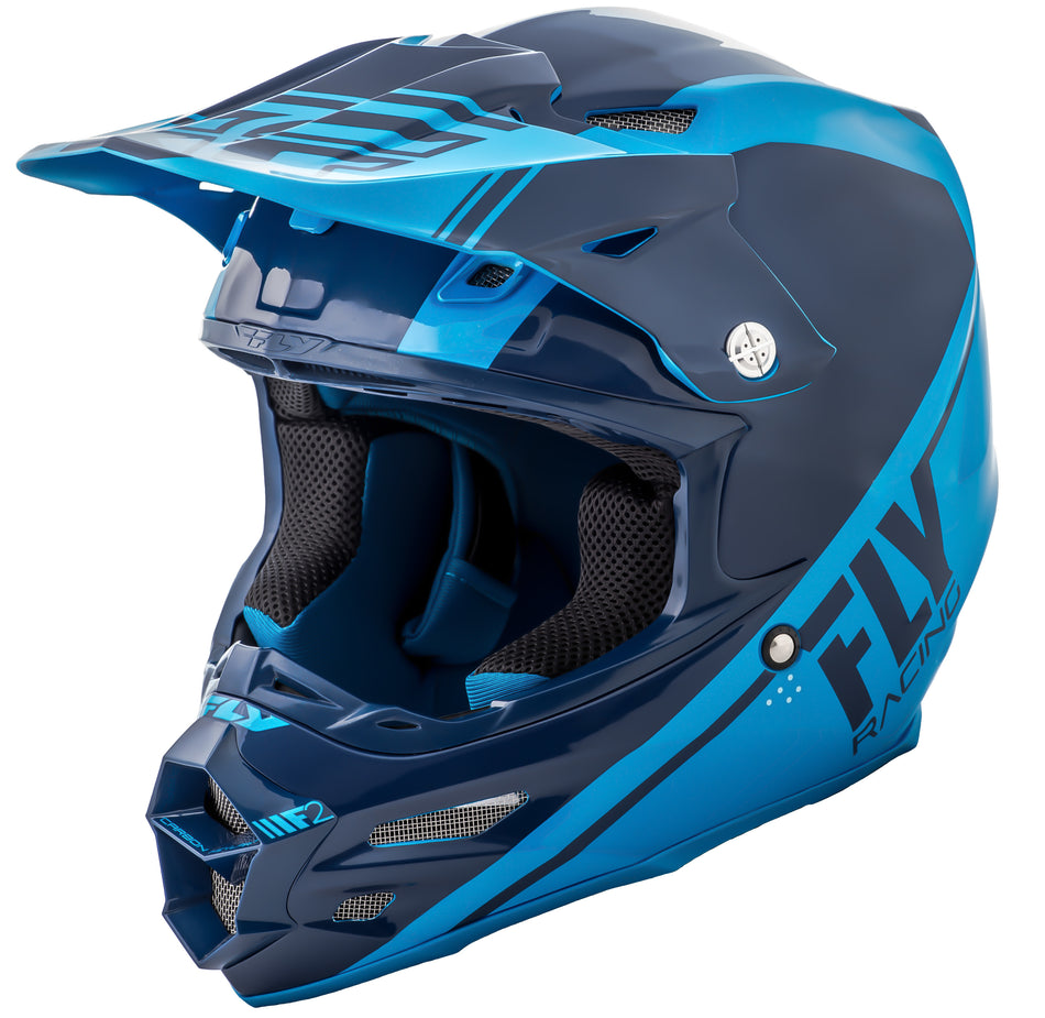 FLY RACING F2 Carbon Rewire Helmet Navy Blue/Light Blue 2x 73-4163-6-2X