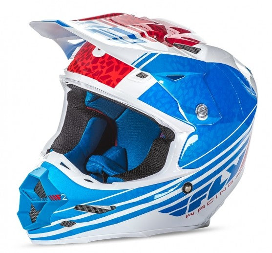 FLY RACING F2 Animal Helmet Blue/White/Red 2x 73-41422X