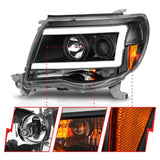 ANZO 05-09 Toyota Tacoma Projector Light Bar Style Headlights w/ C Light Bar 111517