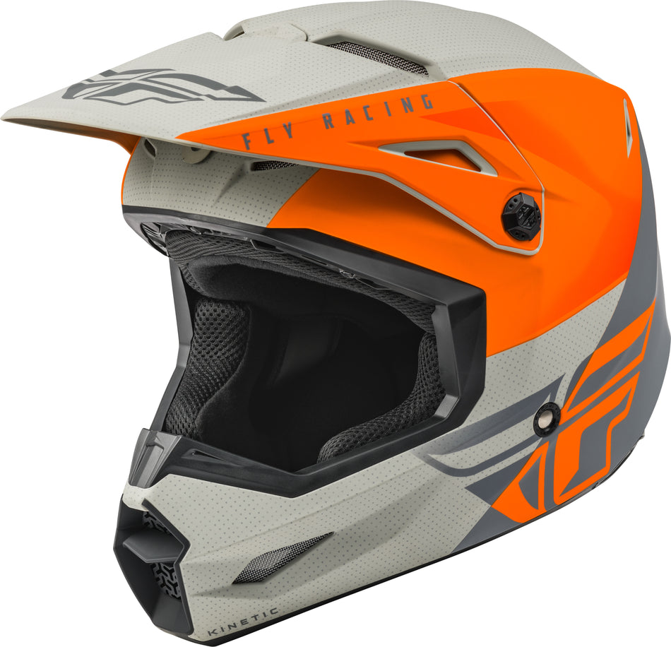 FLY RACING Youth Kinetic Straight Edge Helmet Matte Orange/Grey Ys 73-8638YS