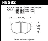 Hawk 89-97 Nissan 240SX SE HP+ Street Bremsbeläge hinten KHB262N.540