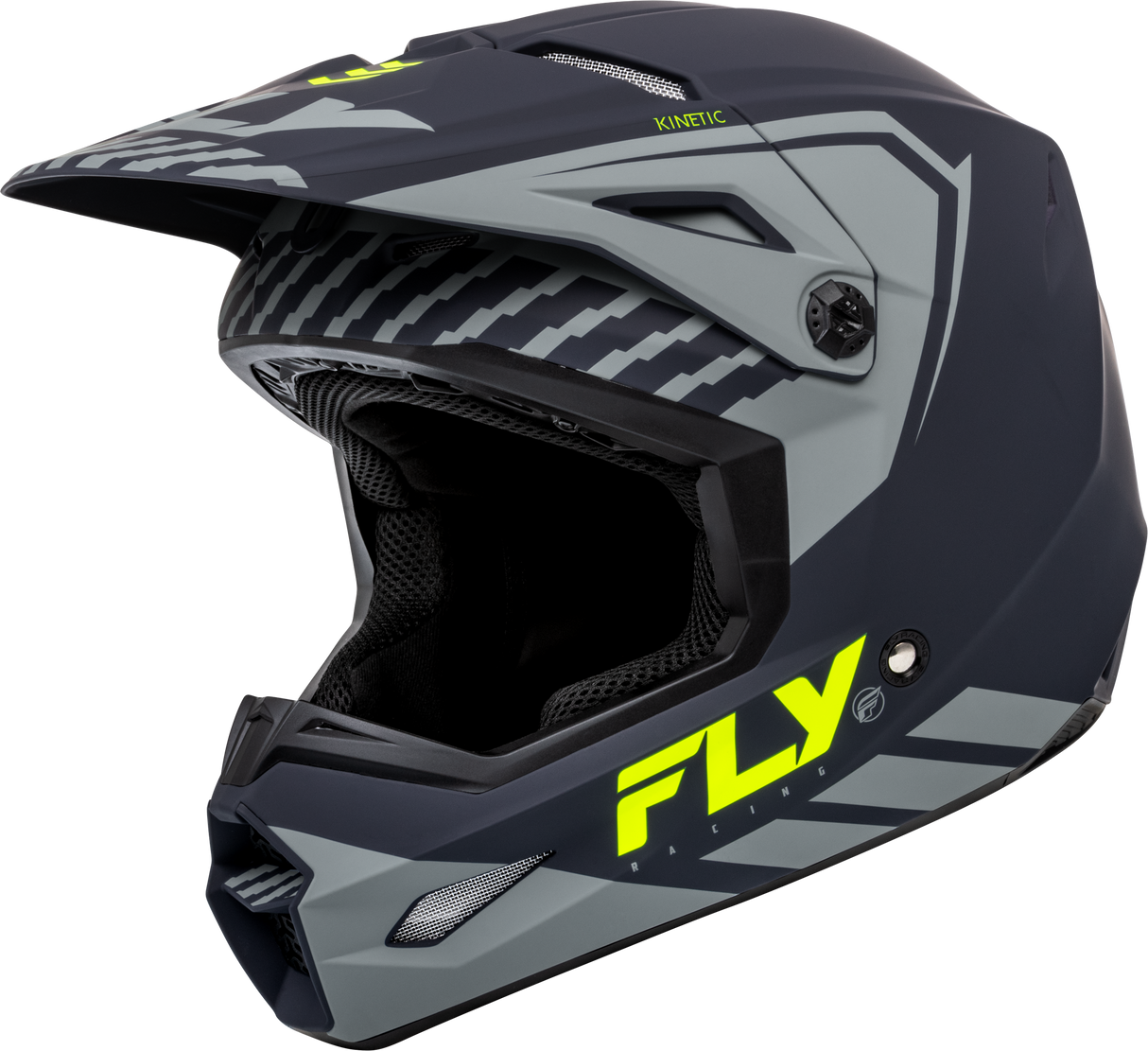 FLY RACING Youth Kinetic Menace Helmet Matte Grey/Hi-Vis Ys F73-8657YS