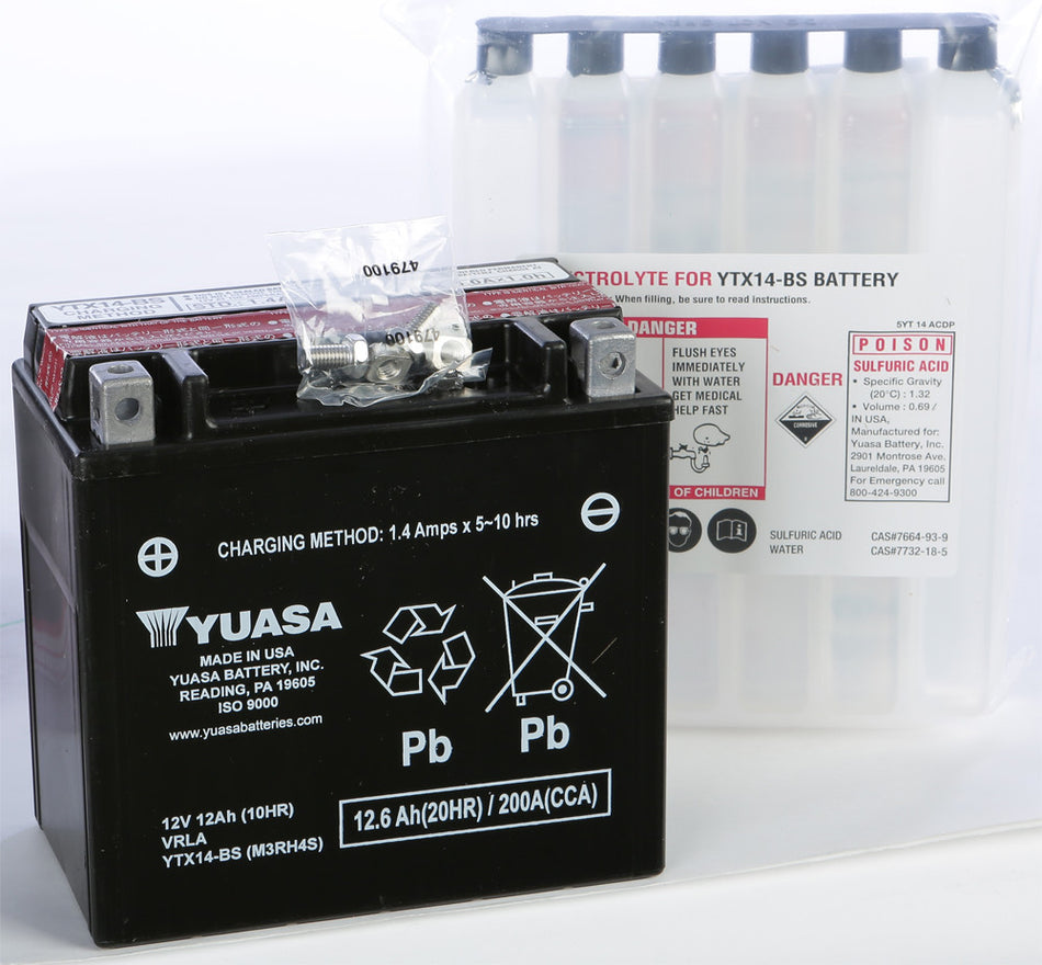 YUASA Battery Ytx14-Bs Maintenance Free YUAM3RH4STWN
