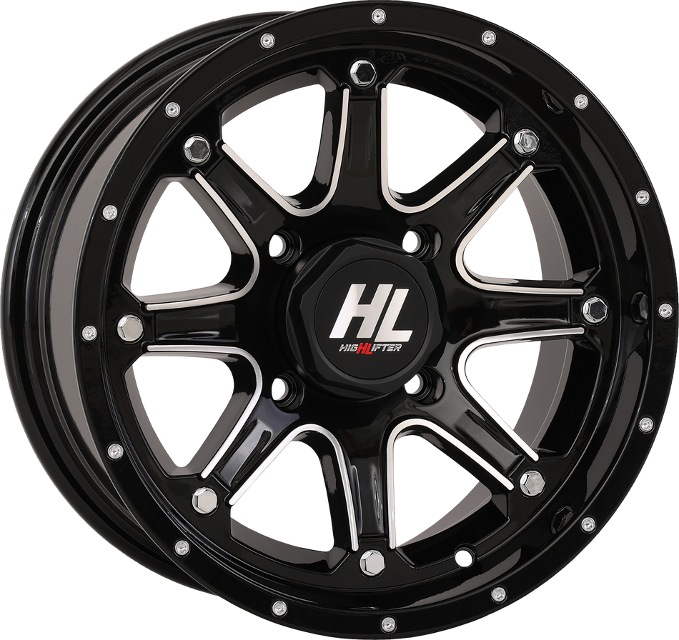 HIGH LIFTER Wheel - HL4 - Front/Rear - Gloss Black w/Machined - 14x7 - 4/156 - 4+3 (+5 mm) 14HL04-1156