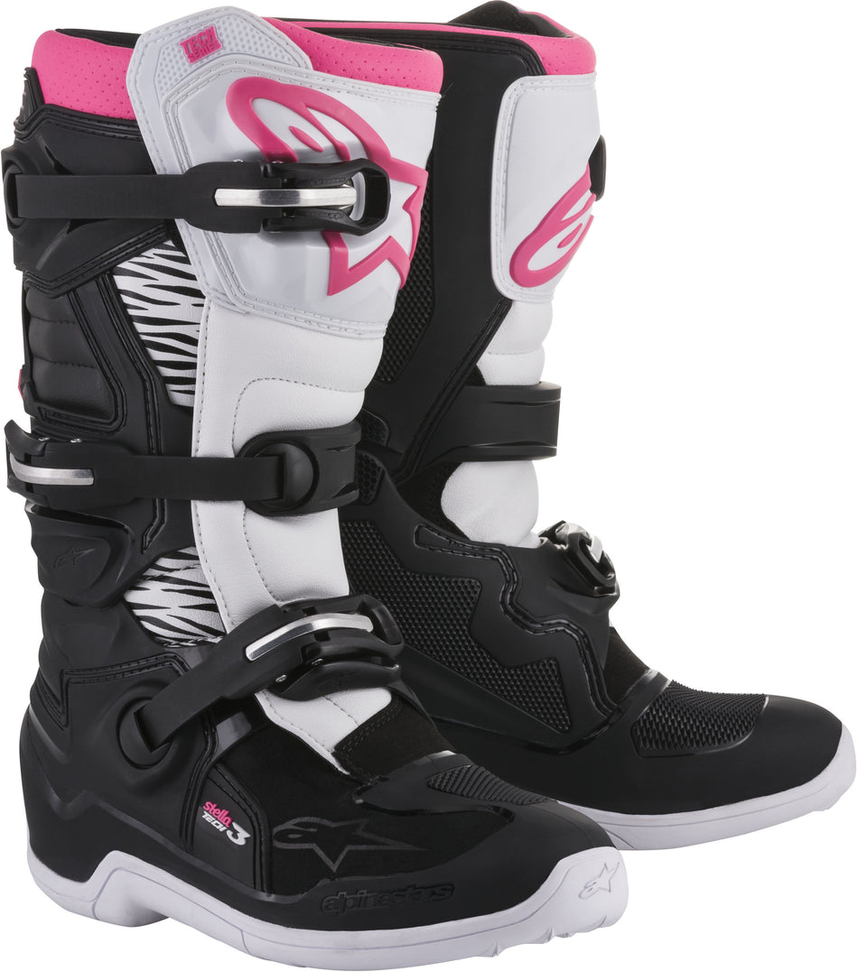 ALPINESTARS Tech 3 Stella Boots Black/White/Pink Sz 06 2013218-130-6