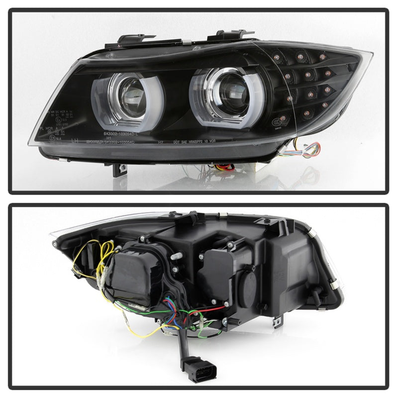 Spyder 09-12 BMW E90 3-Series 4DR Projector Headlights Halogen - LED - Black - PRO-YD-BMWE9009-BK 5086488