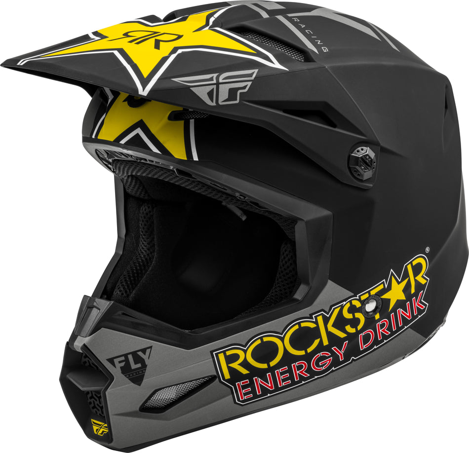 FLY RACING Kinetic Rockstar Helmet Matte Grey/Black/Yellow 2x 73-33092X