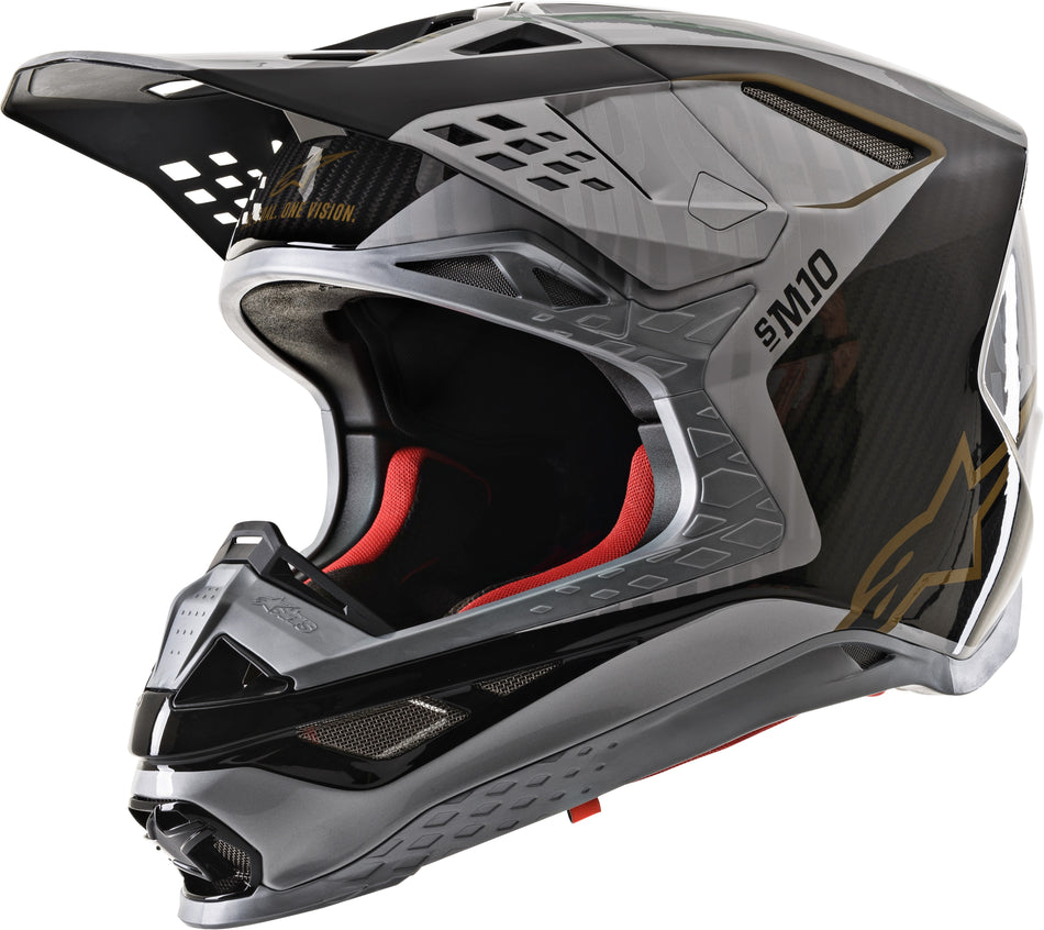 ALPINESTARS S.Tech S-M10 Alloy Helmet Silver/Black/Carbon/Gold Md 8301720-1909-MD