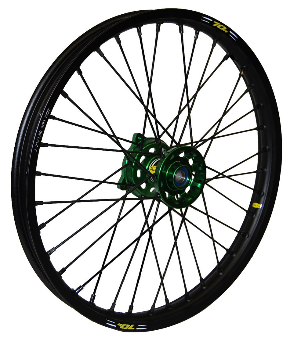 PRO-WHEEL Wheel Front 1.60x21 Green Hub Blk Rim/Blk Spoke/Blk Nipple 23-2605222